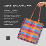Madras Check Ruffle Tote Bag