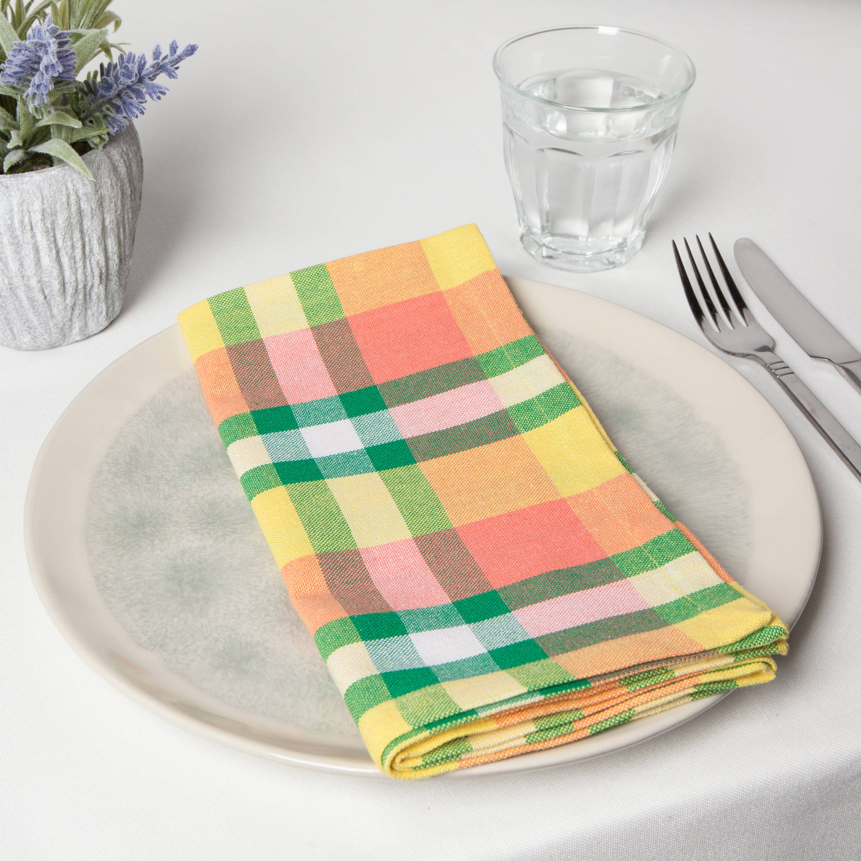 Recycled Cotton 2nd Spin Plaid Meadow Napkins Set of 4