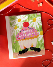 Ant Cupcake Card - Sweet Animal Birthday Card