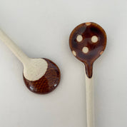 Polka dot small handmade Japanese pottery coffee tea spoon