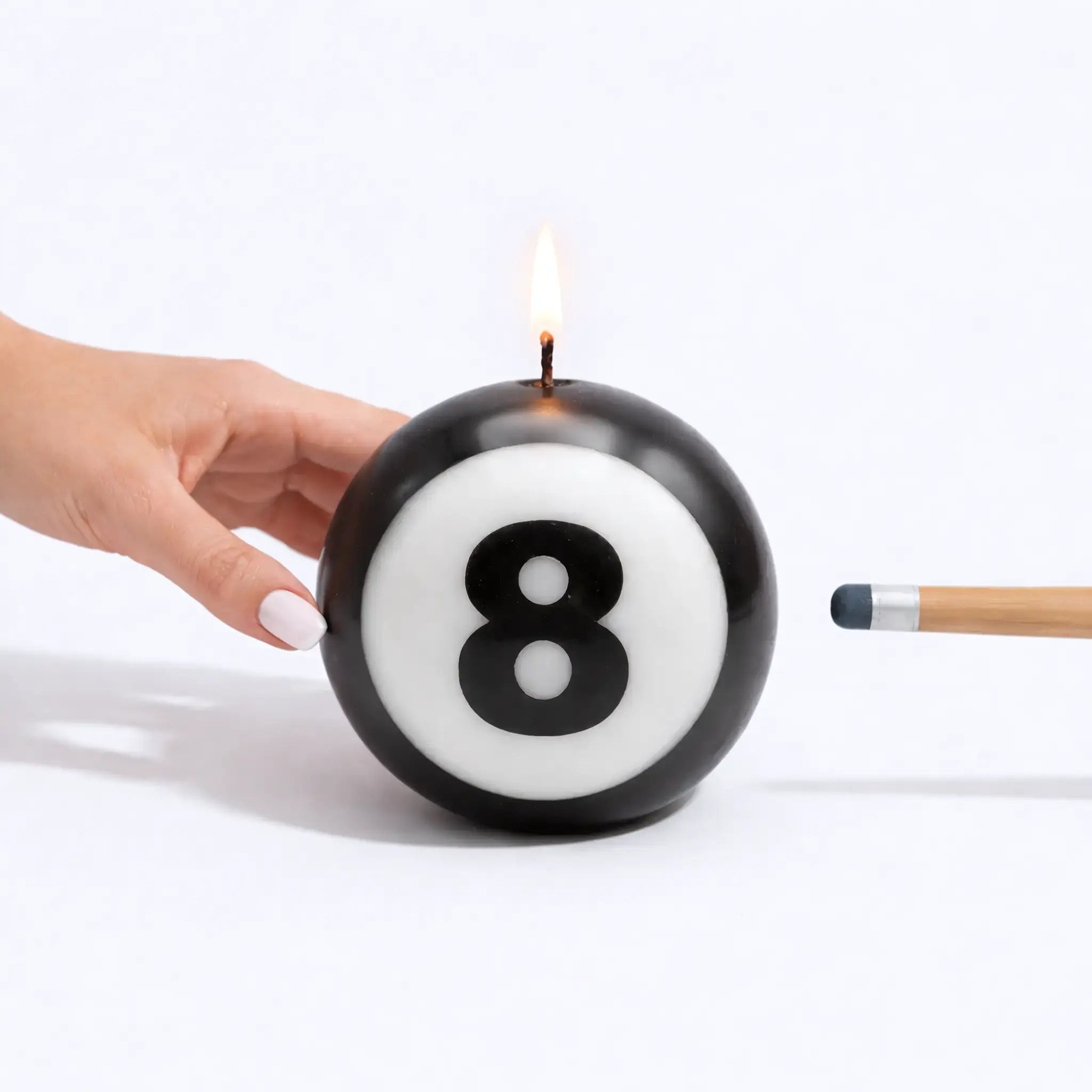Classic 8-Ball Candle  - 4” Dia., 50 Hr Burn, Black & White