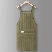 Cotton Striped Grid Kitchen Apron with Pocket_CWMM10095
