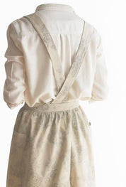 Linen Floral Apron- Light Grey