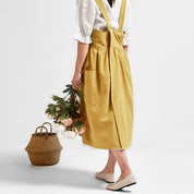 Solid color art cotton linen Aprons with pockets_CWMM3293