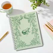 Frog Toile Spiral Notebook, 8x10 Stationary Journal