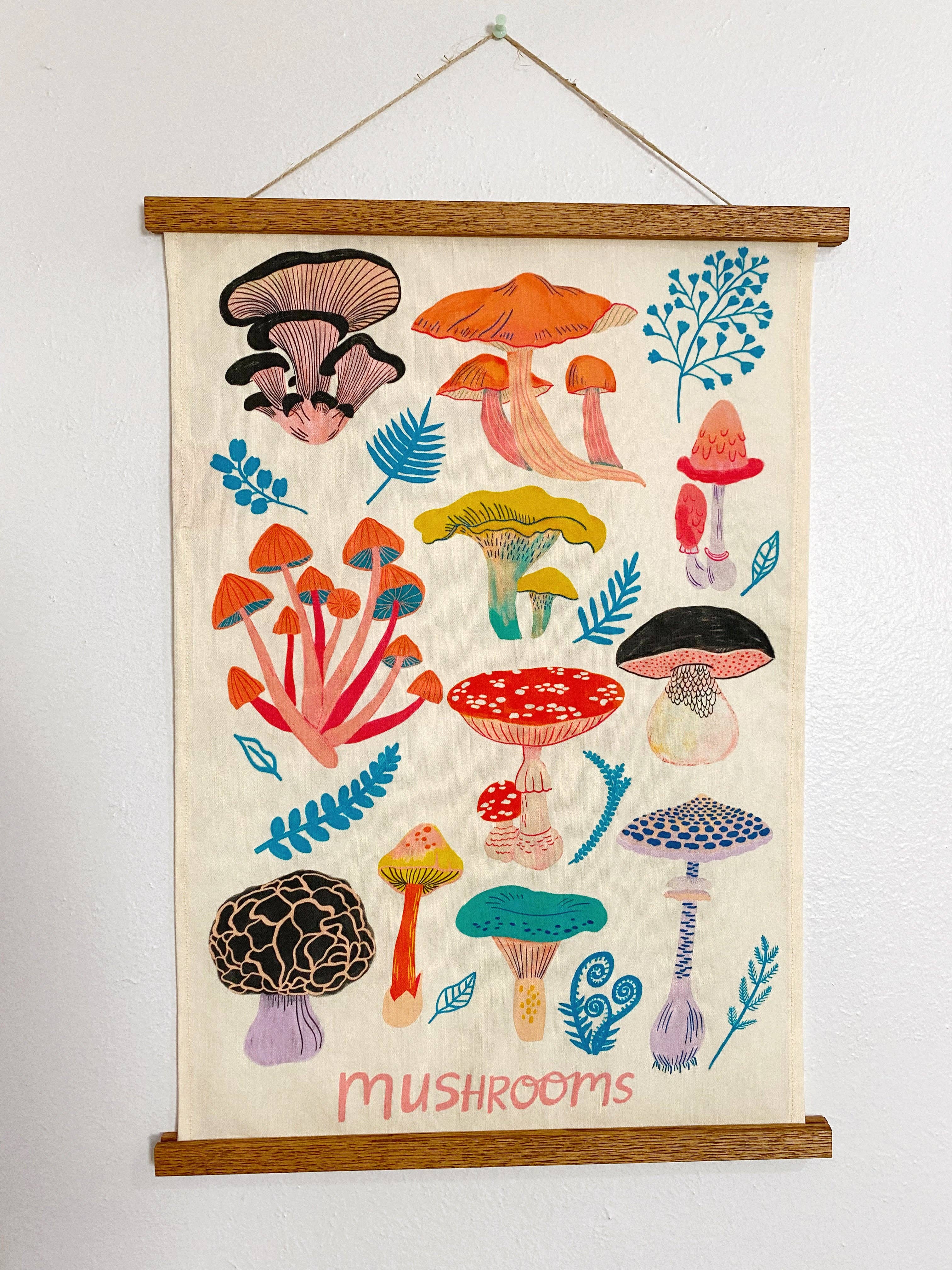 Mushroom Linen Cotton Handmade Tea Towel