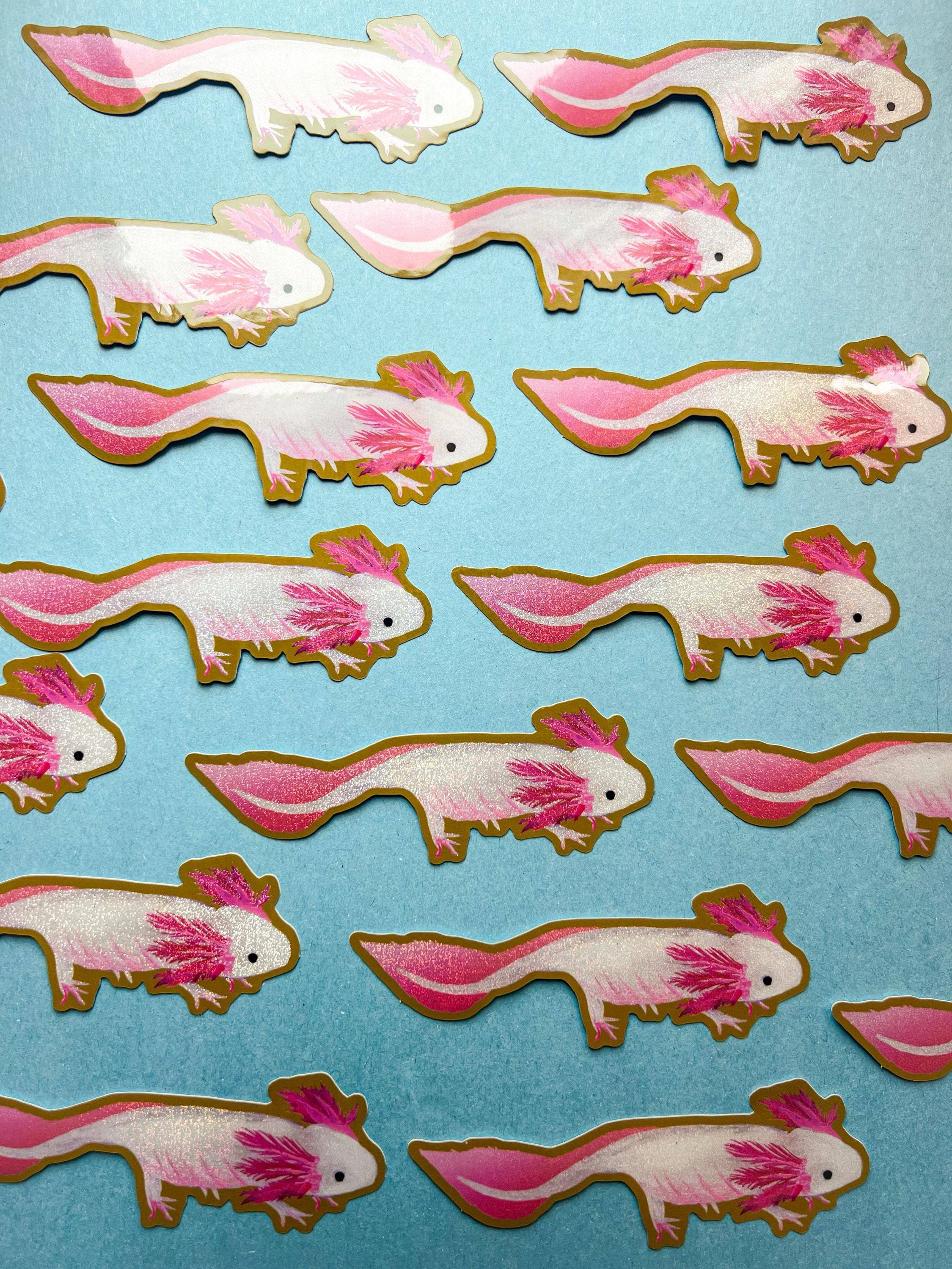 Glitter Axolotl Sticker - Glossy
