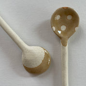 Polka dot small handmade Japanese pottery coffee tea spoon
