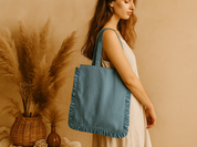 Blue Ruffle Tote Bag