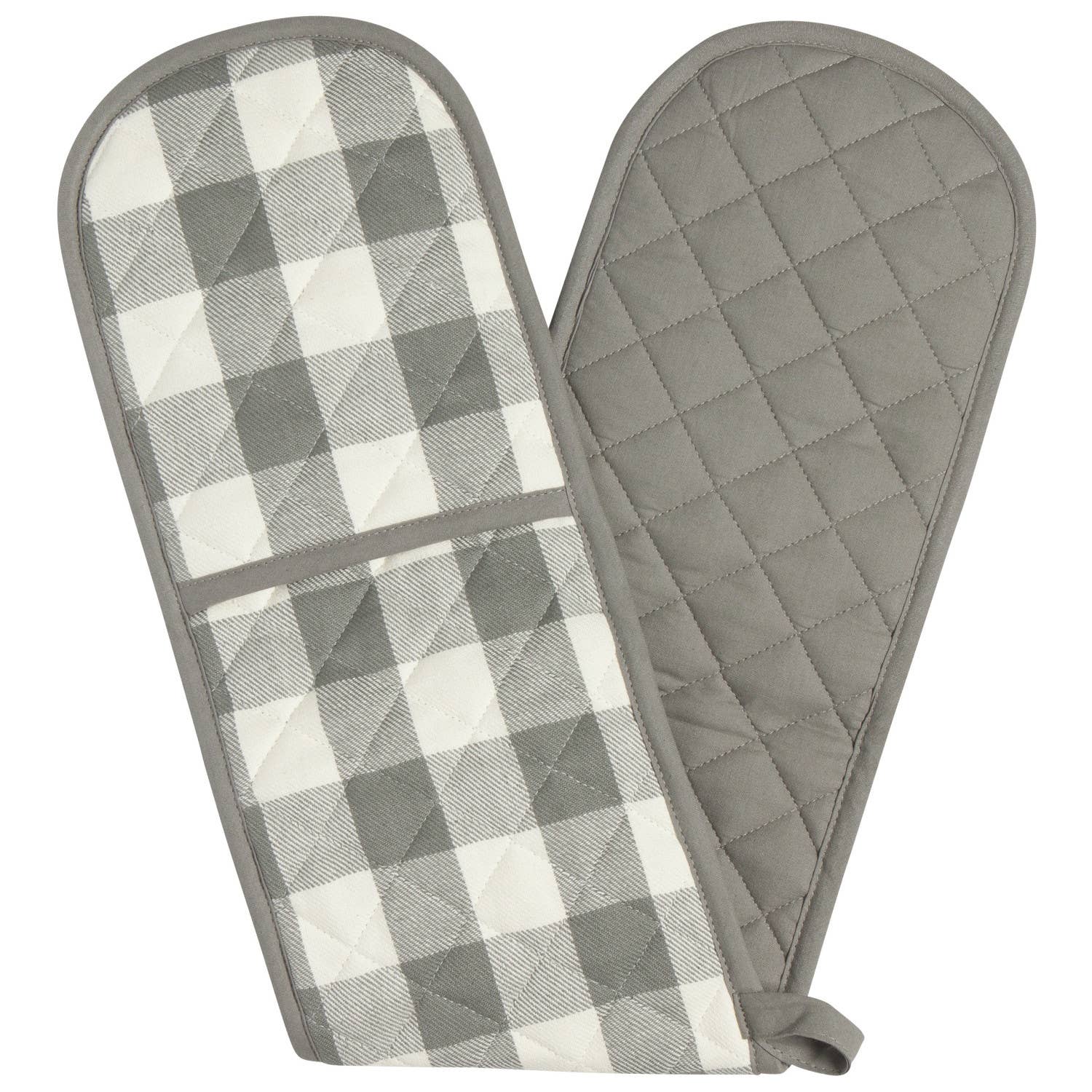 London Gray Check Double Oven Mitt