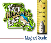 Missouri State Bird and Flower Map Magnet Made in USA