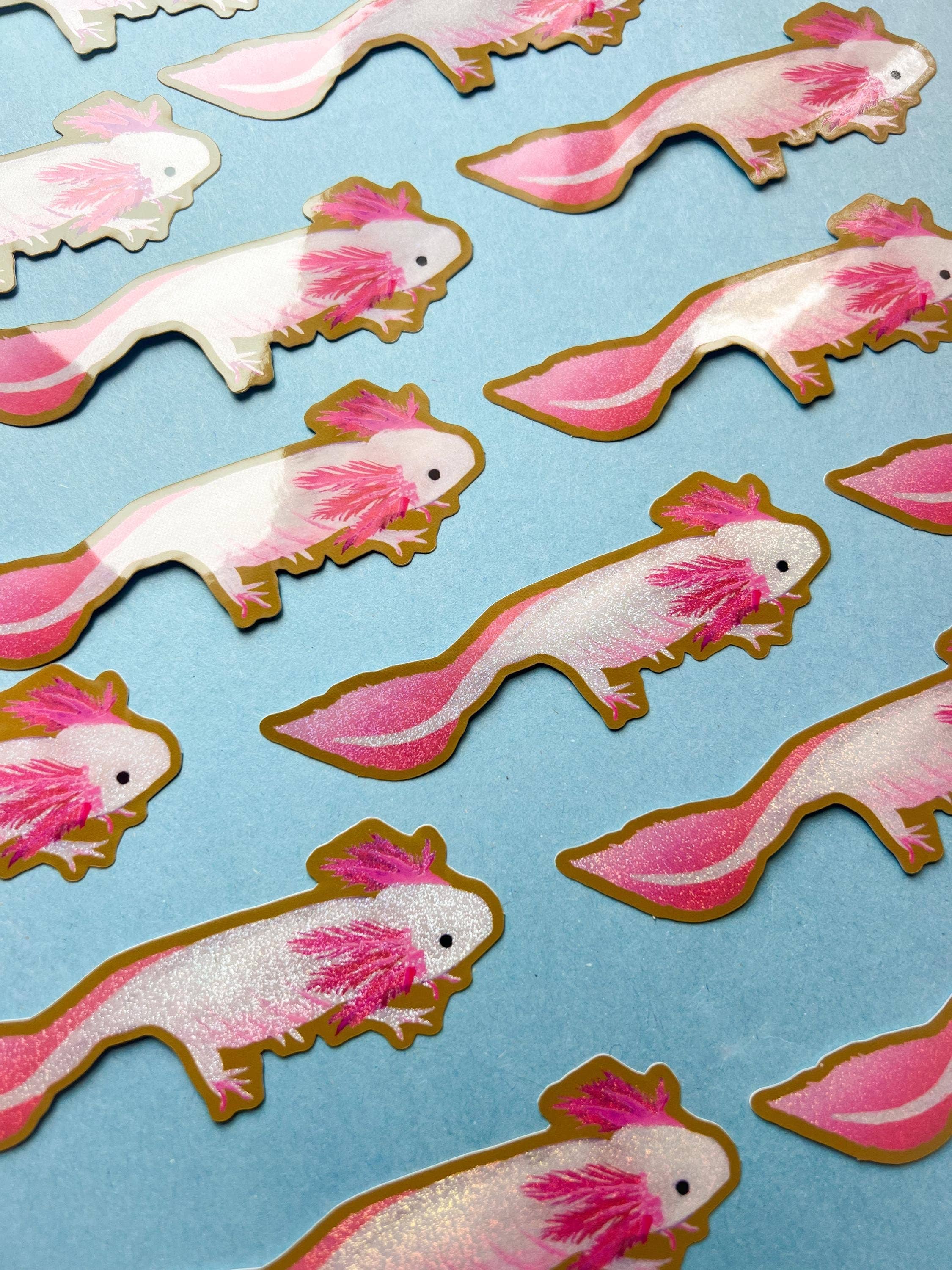 Glitter Axolotl Sticker - Glossy