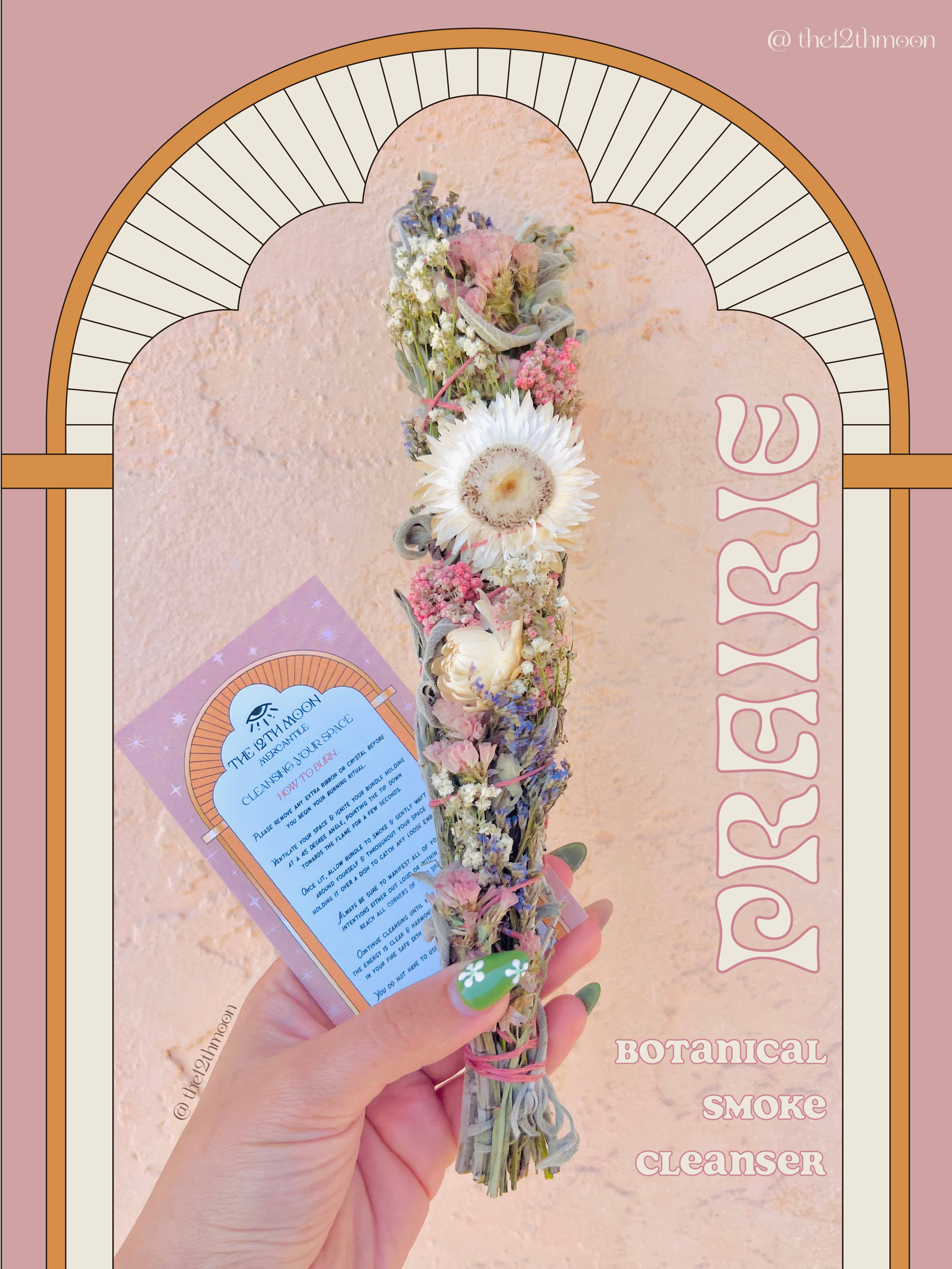 The 12th Moon PRAIRIE Floral Sage Smudge Bundle - Botanical Smoke Cleanser