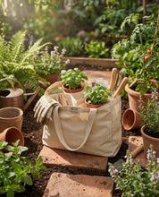 Multi-Pocket 100% Cotton Garden Tote – Natural