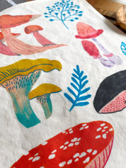 Mushroom Linen Cotton Handmade Tea Towel