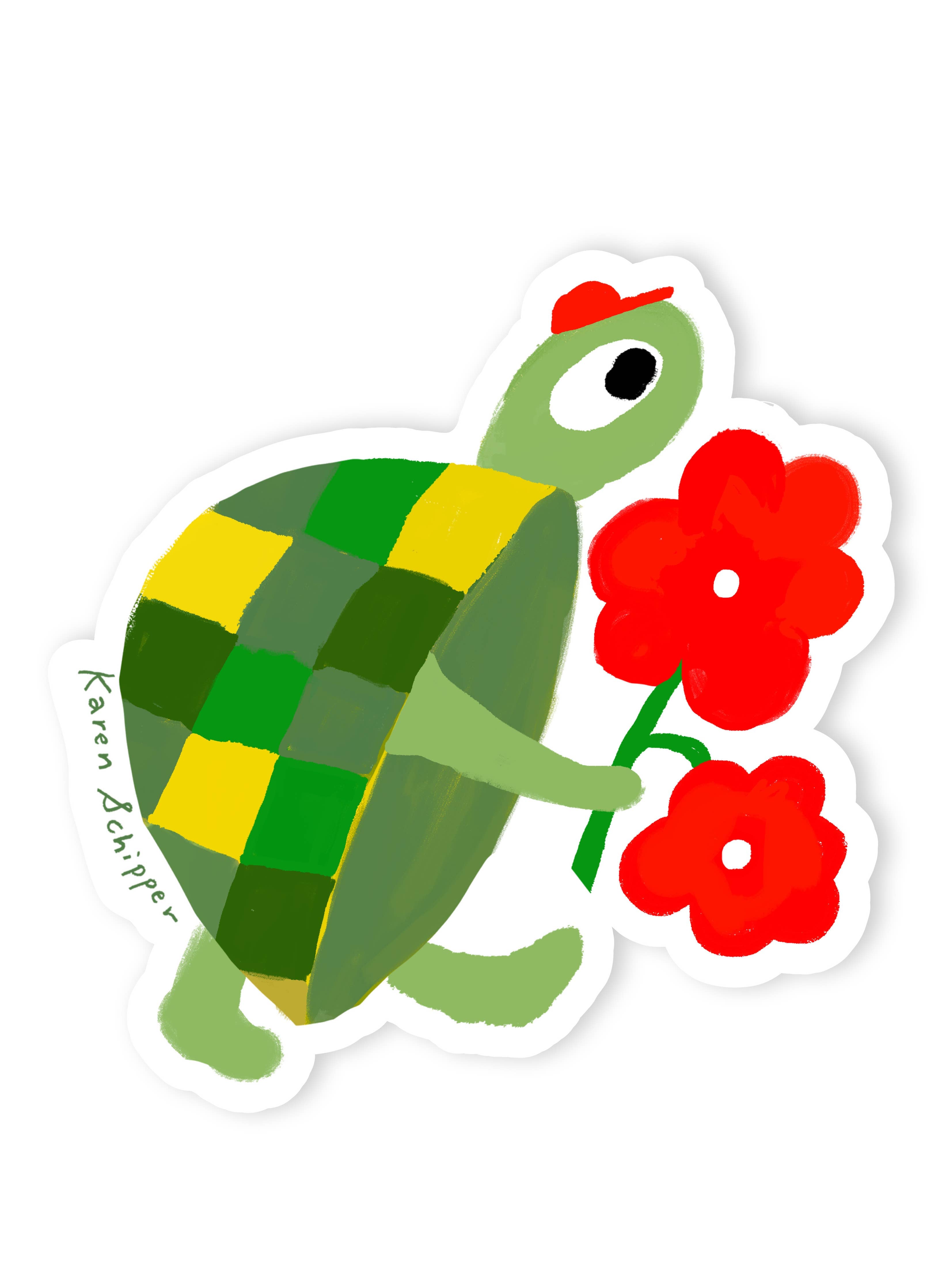 Turtle Flowers Vinyl Sticker – For Laptops & Water Bottles
