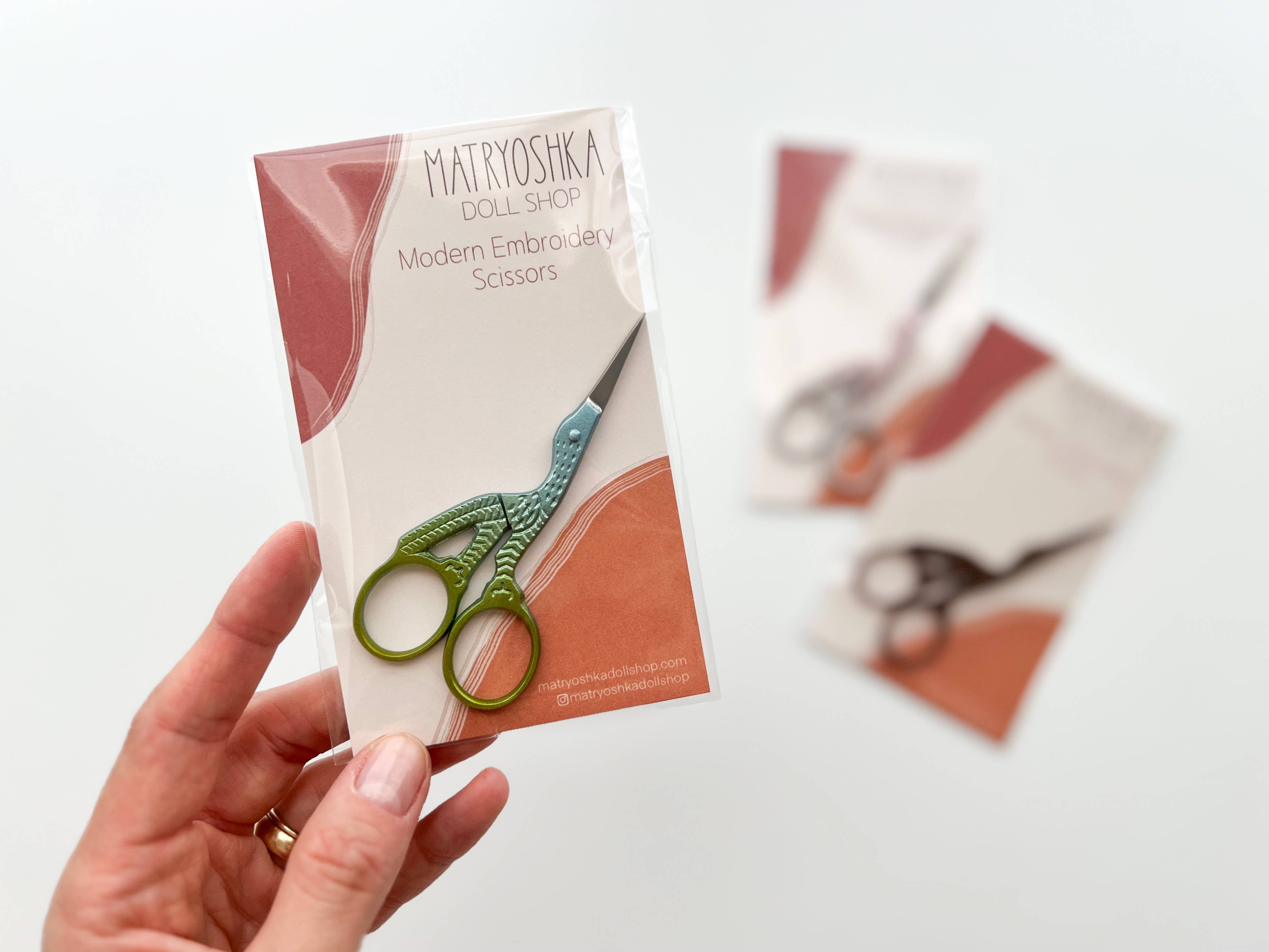 Stork Embroidery Scissors- Peacock