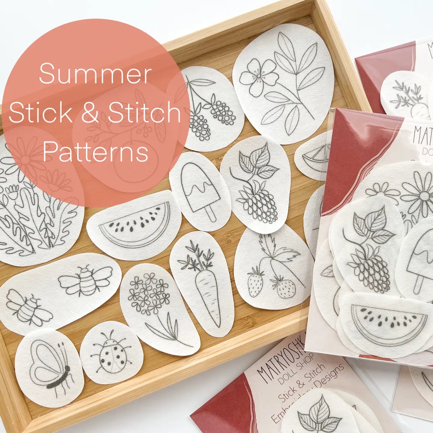 Summer Stick & Stitch Embroidery Patterns/Patches