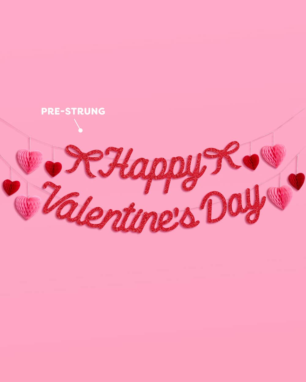 Happy Valentine's Day Banner - 3D glitter banner, Vday