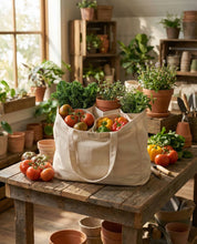 Multi-Pocket 100% Cotton Garden Tote – Natural