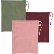 Le Marche Blush/Maroon/Green Mesh Produce Bags Set of 3