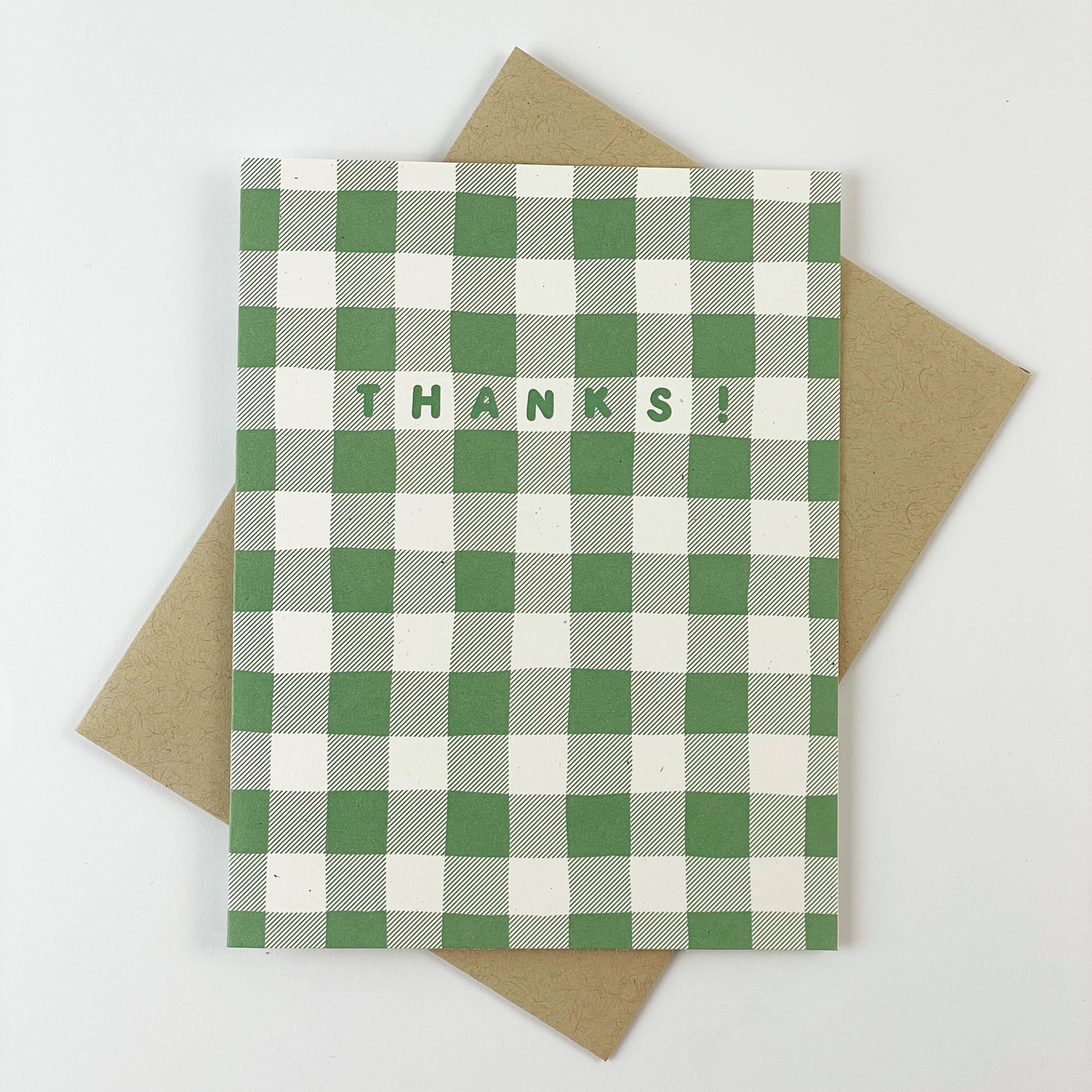 Thanks! Green Gingham Greeting Card
