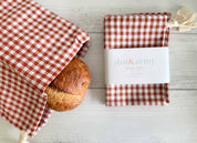 Papaya Check Linen Bread Bags, set of two
