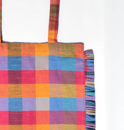 Madras Check Ruffle Tote Bag