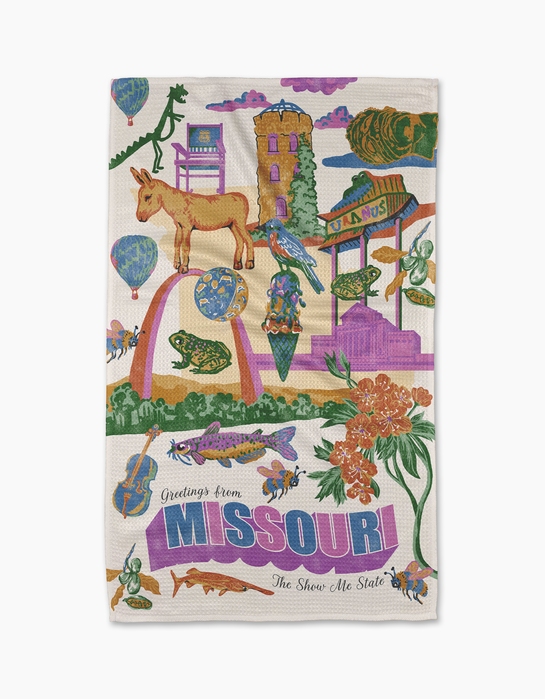 Geometry Greetings From Missouri Tea Towel