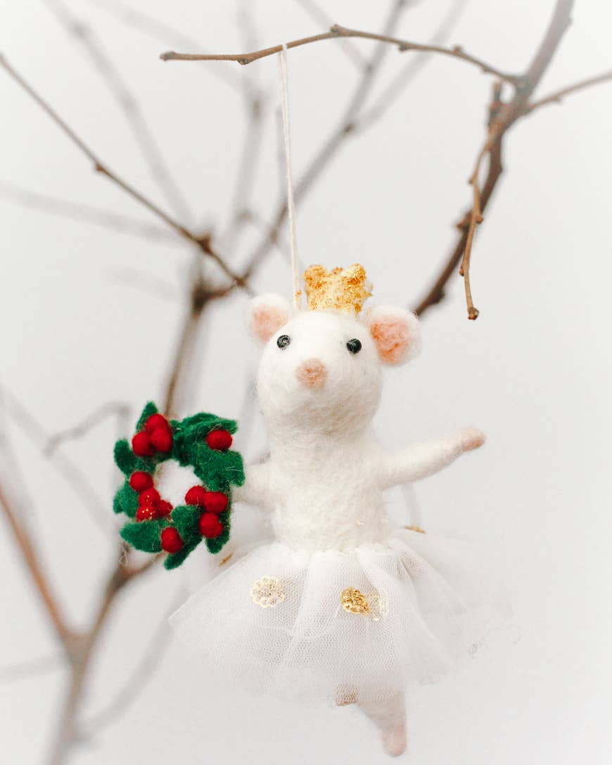 BALLERINA MOUSE FELT ORNAMENT | Handcrafted in Nepal