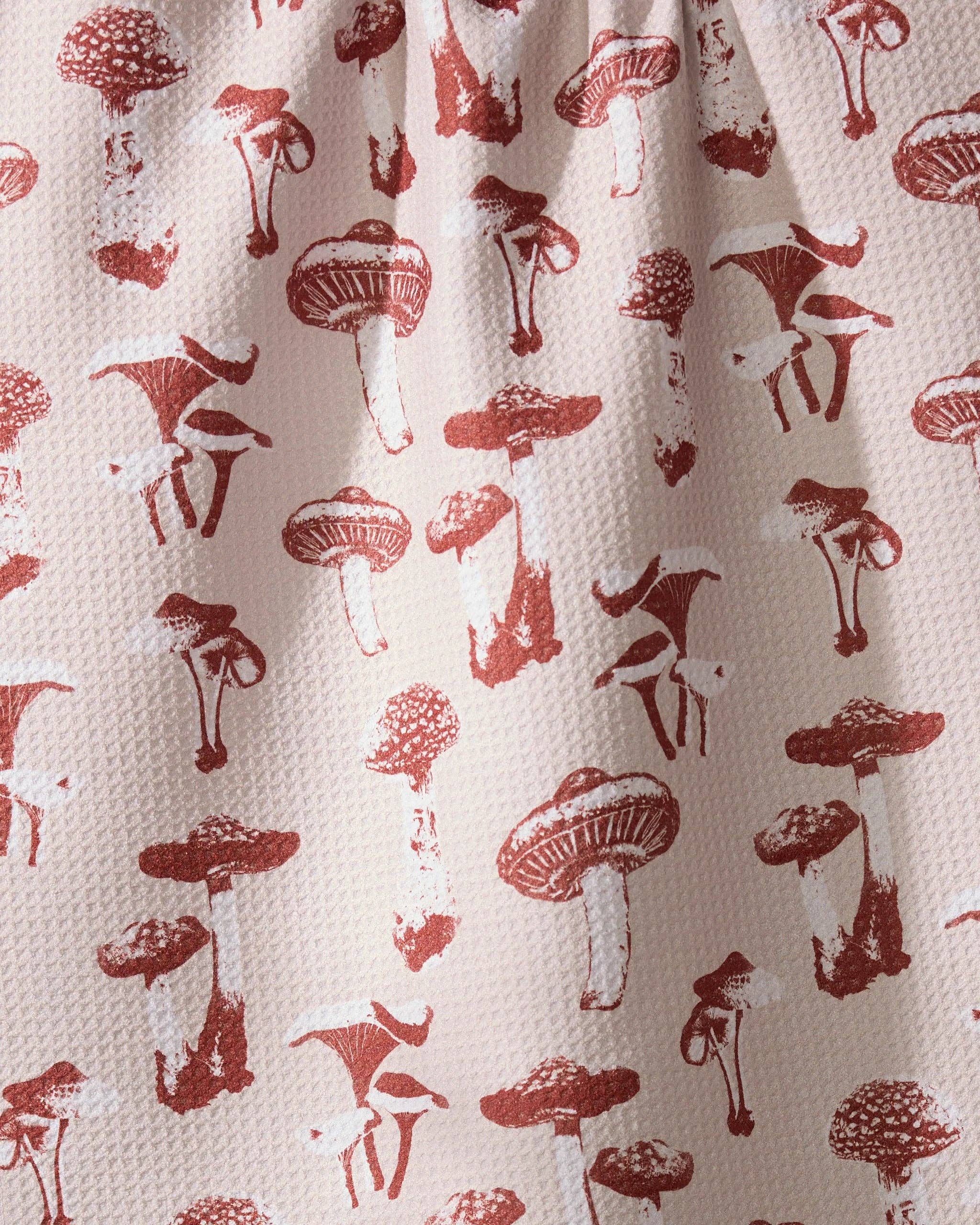 Geometry Autumn Mushrooms Tea Towel