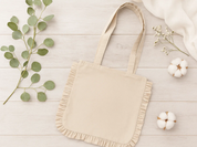 Canvas Ruffle Tote Bag: Natural