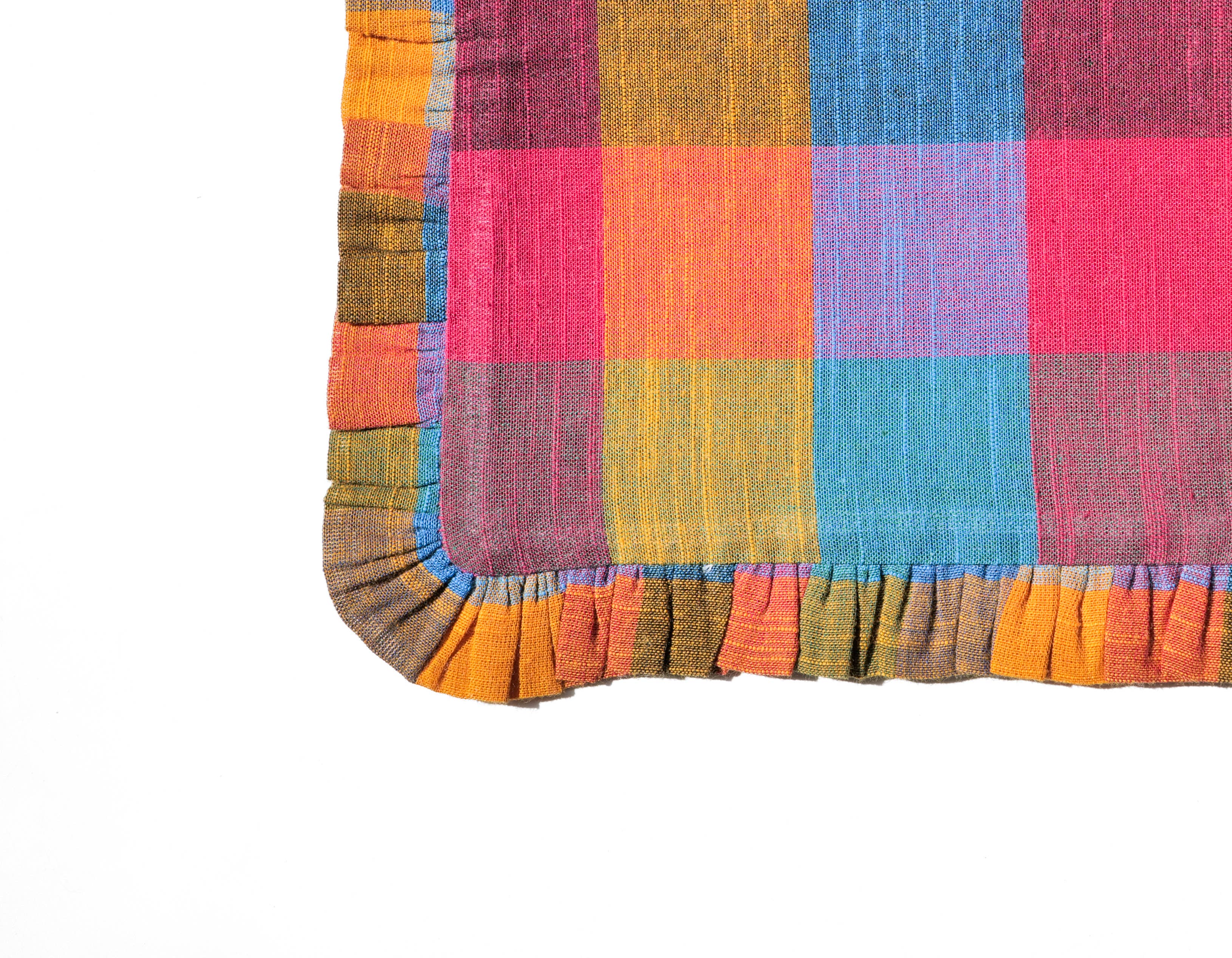 Assorted Madras Check Print Canvas Pouch
