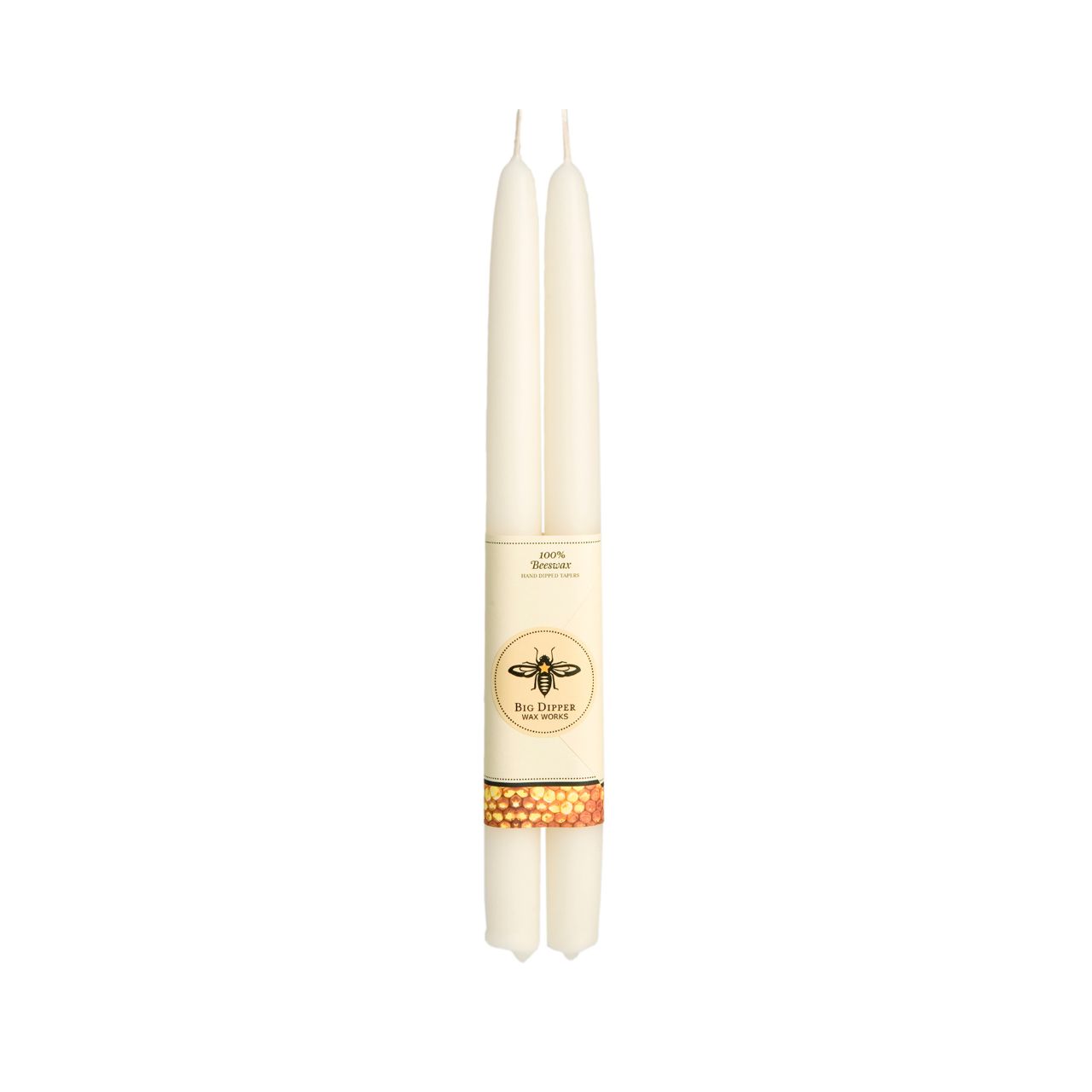 Big Dipper Beeswax Tapers, Pair - 100% Pure Beeswax (12 Hr. Burn)