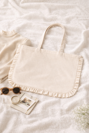 Canvas Ruffle Tote Bag: Natural
