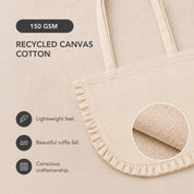 Canvas Ruffle Tote Bag: Natural