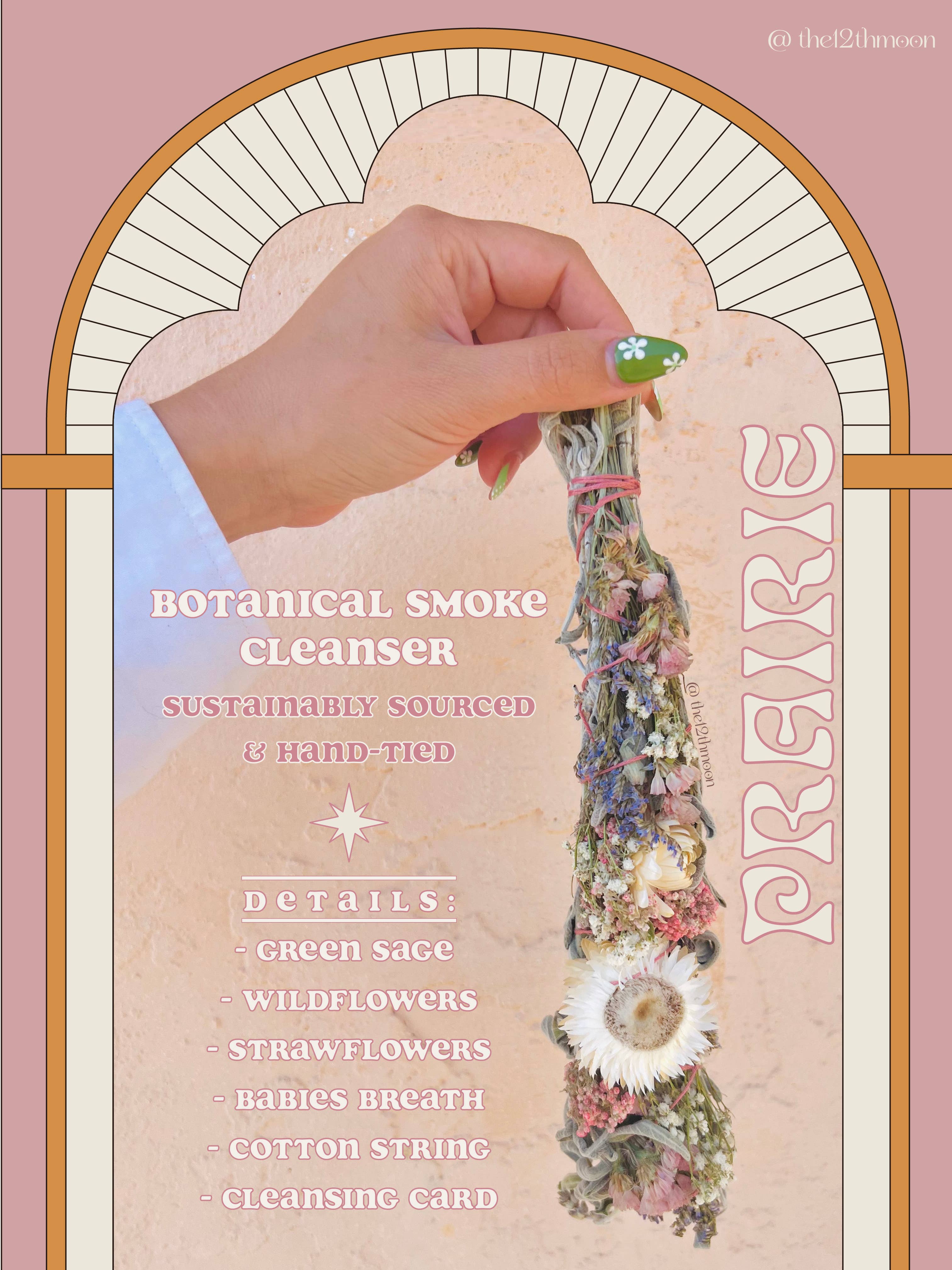 The 12th Moon PRAIRIE Floral Sage Smudge Bundle - Botanical Smoke Cleanser