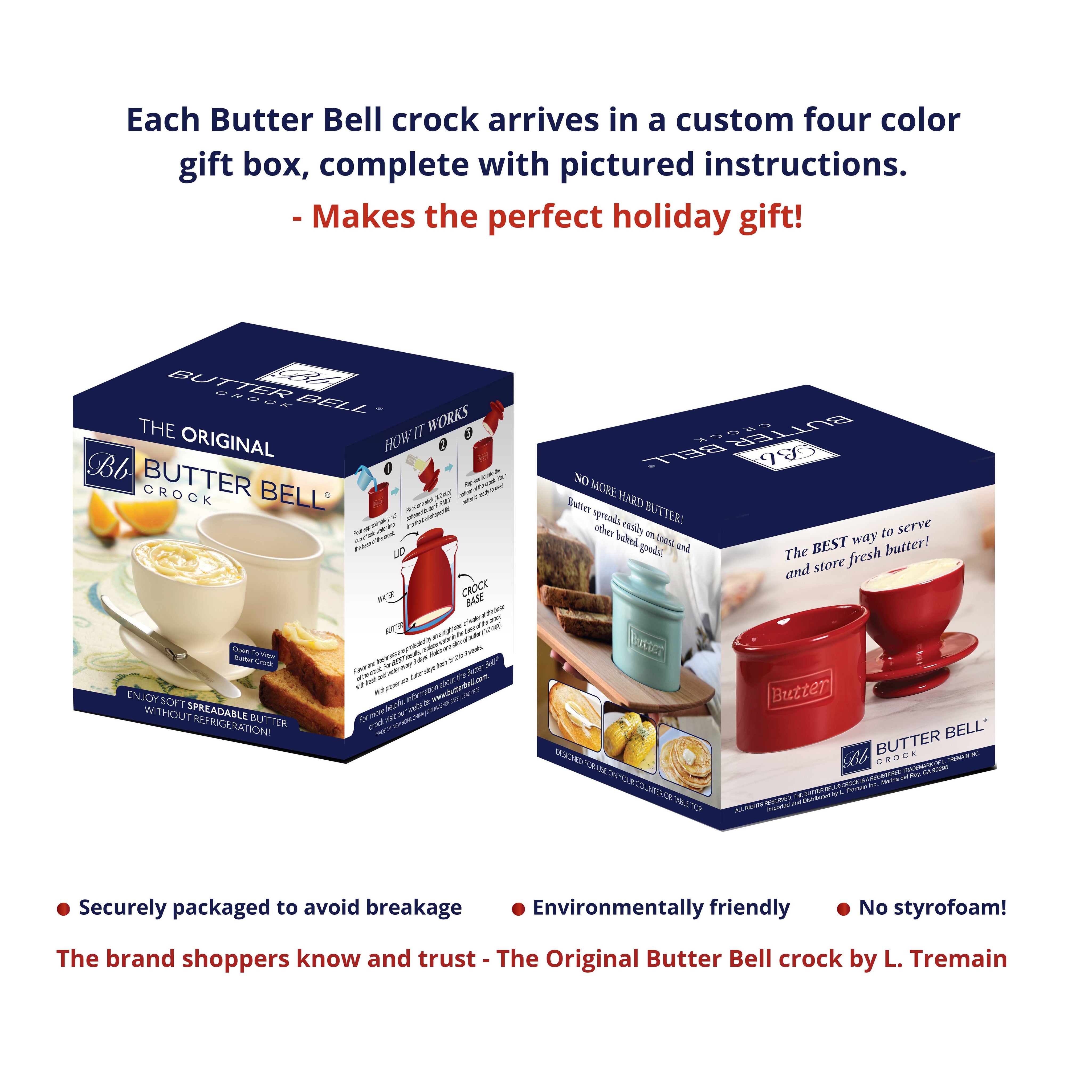The Original Butter Bell® Crock - White Raised Floral