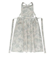 Linen Floral Apron- Light Grey