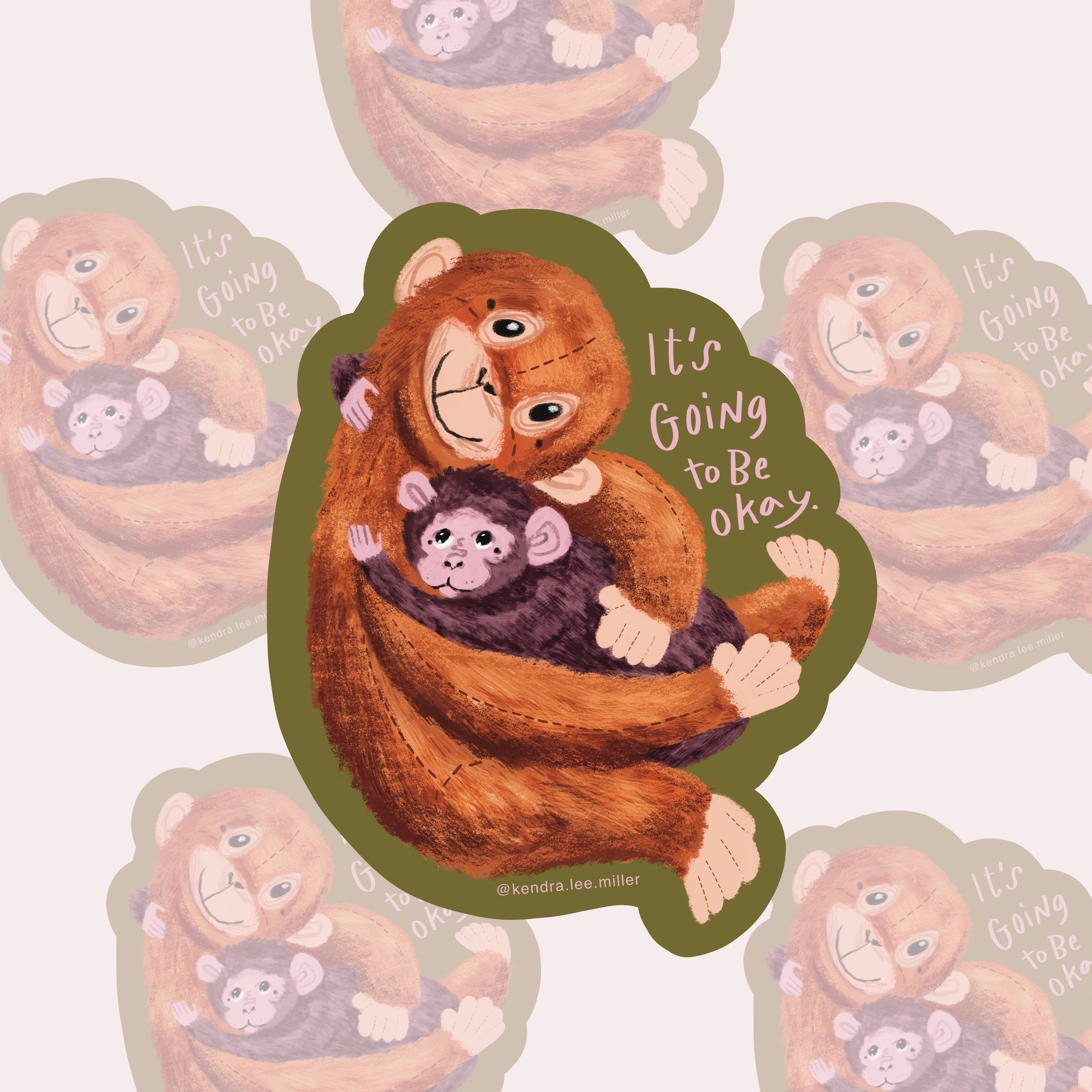 Its Going to be Okay Punch Monkey Vinyl Sticker