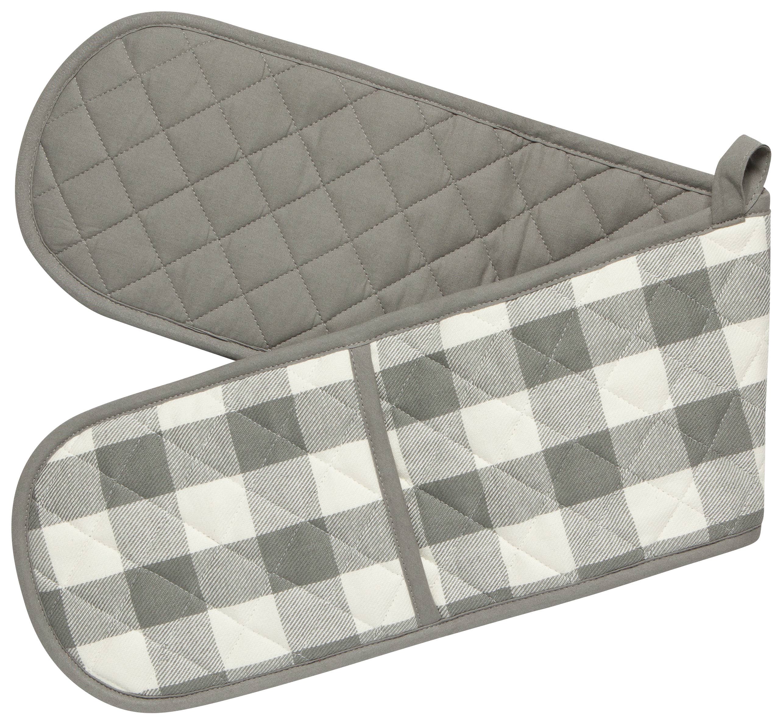 London Gray Check Double Oven Mitt
