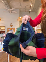 Green and Navy Check (with Patch) Ruffle Tote Bag