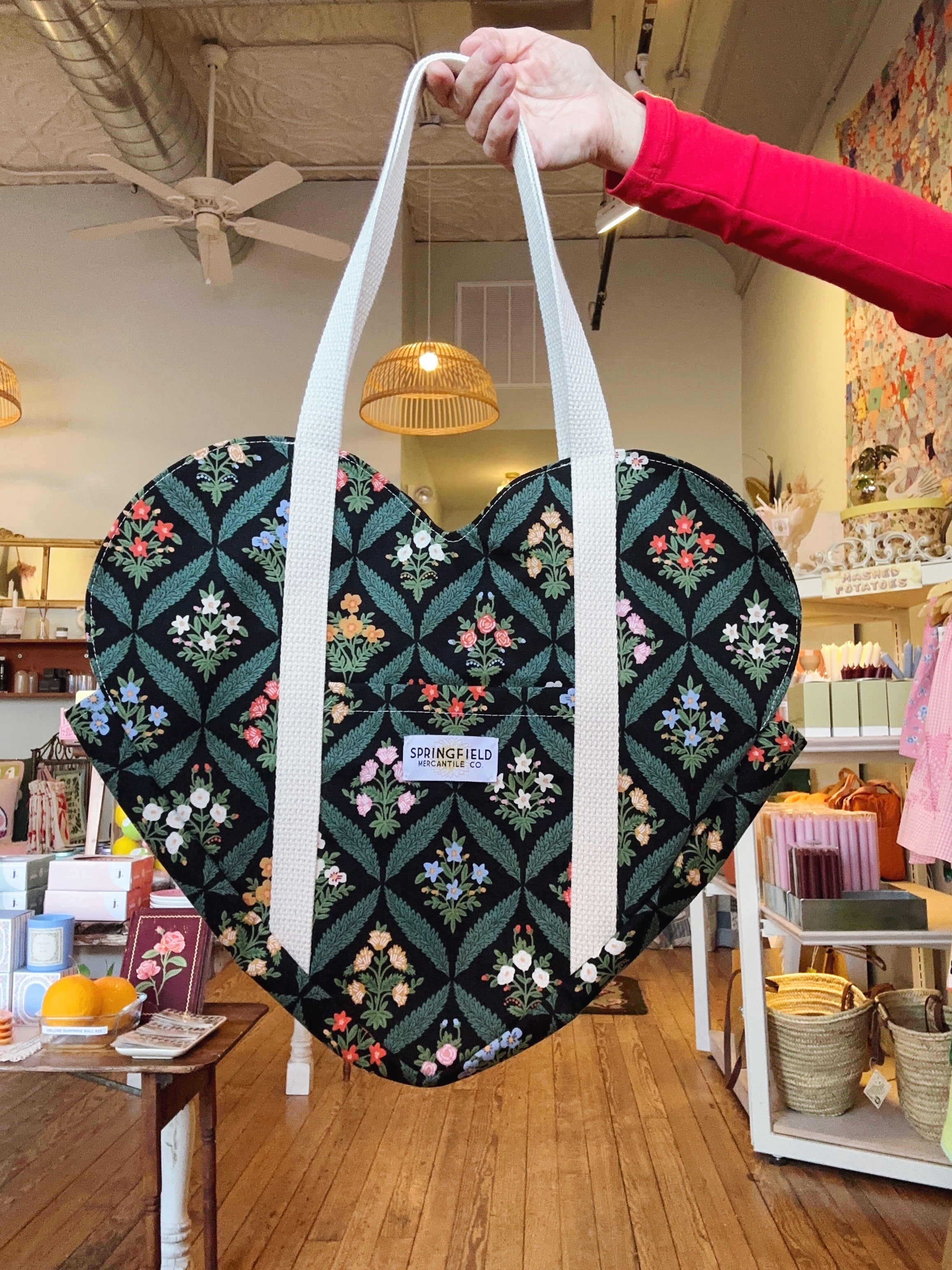 Rifle Paper Co. Black Diamond Heart Tote Bag