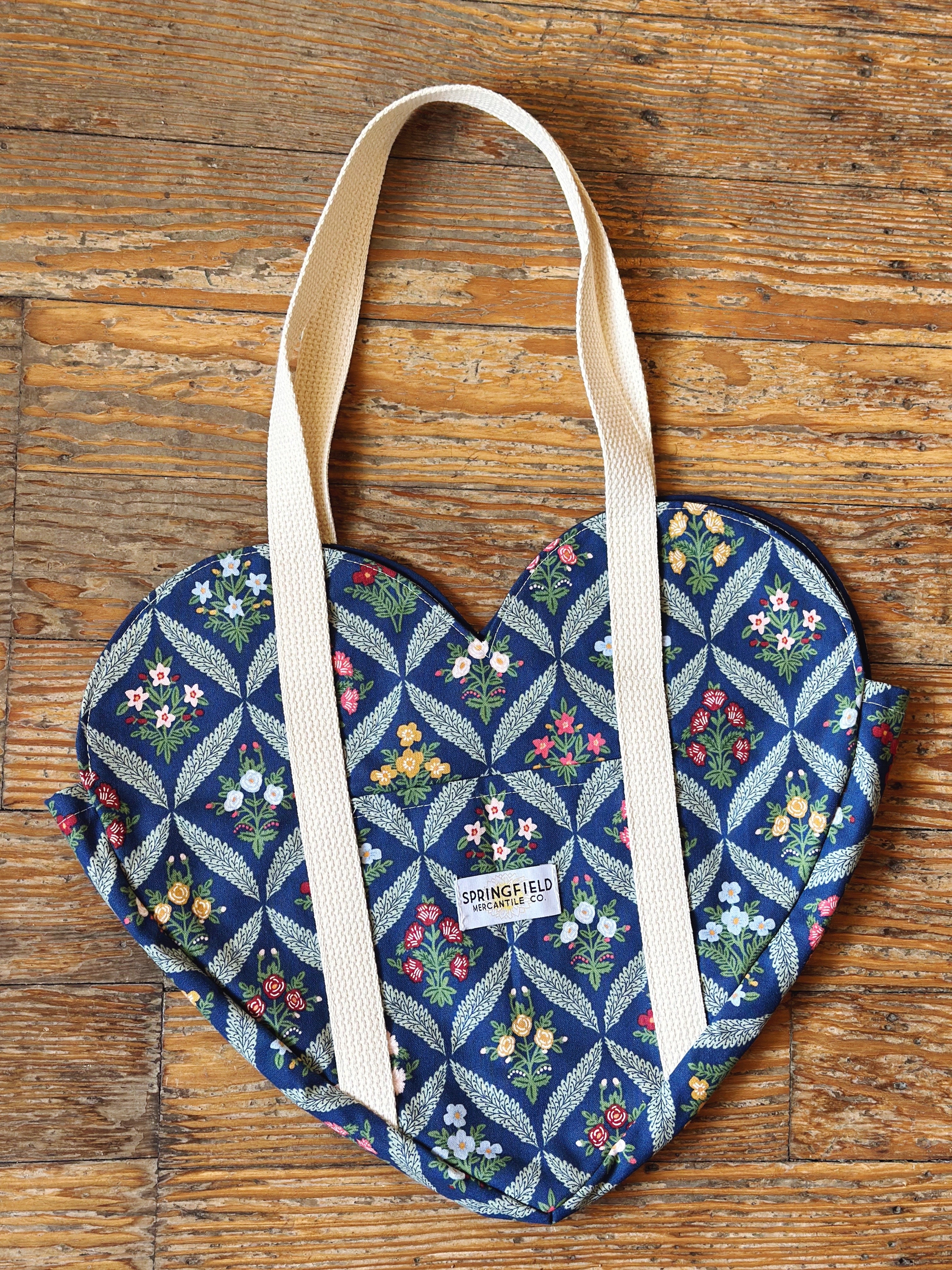 Springfield Mercantile Co. Blue Diamond Heart Tote Bag