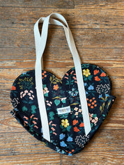 Springfield Mercantile Co. Black Floral Print Heart Tote Bag