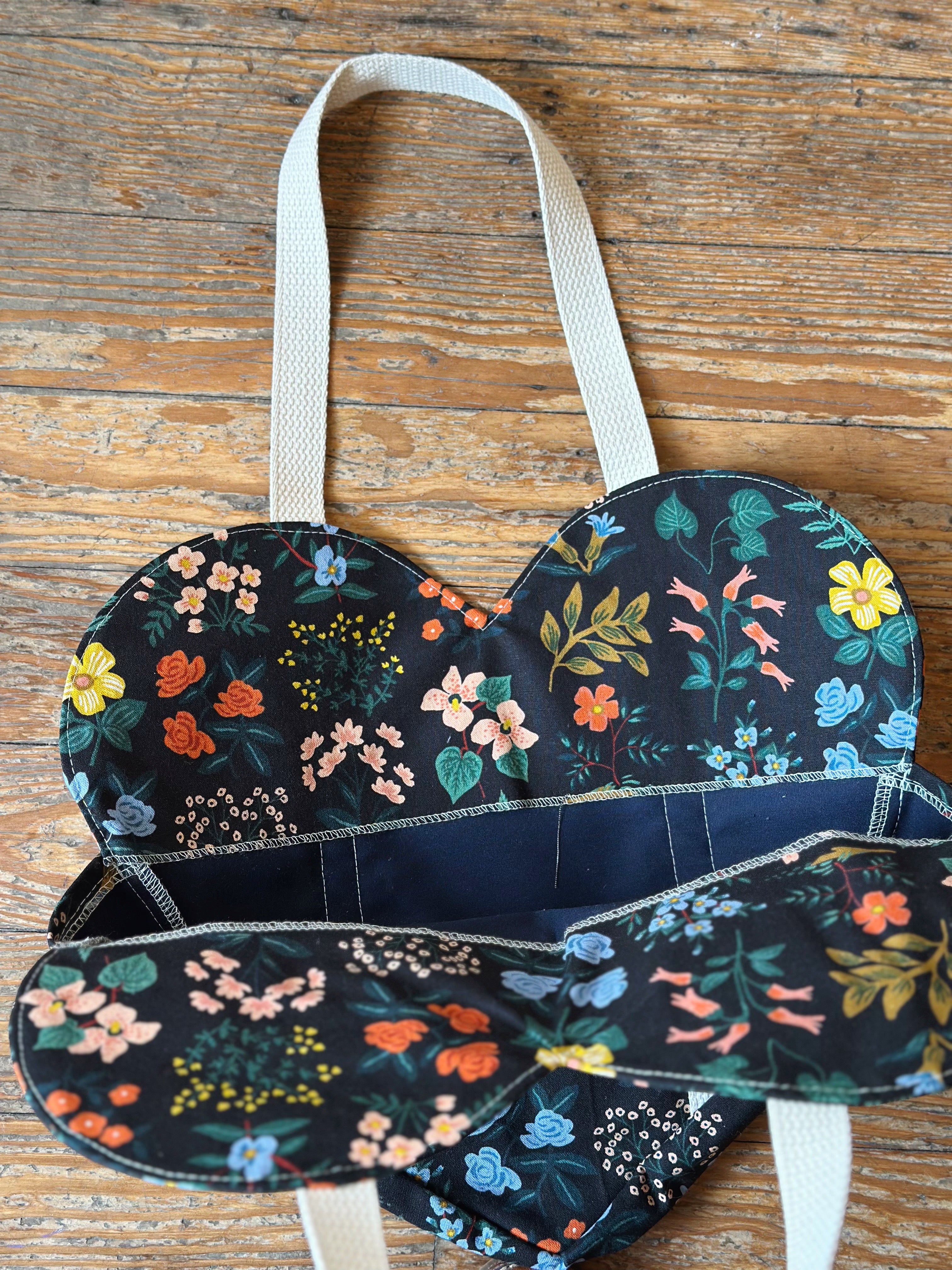 Springfield Mercantile Co. Black Floral Print Heart Tote Bag
