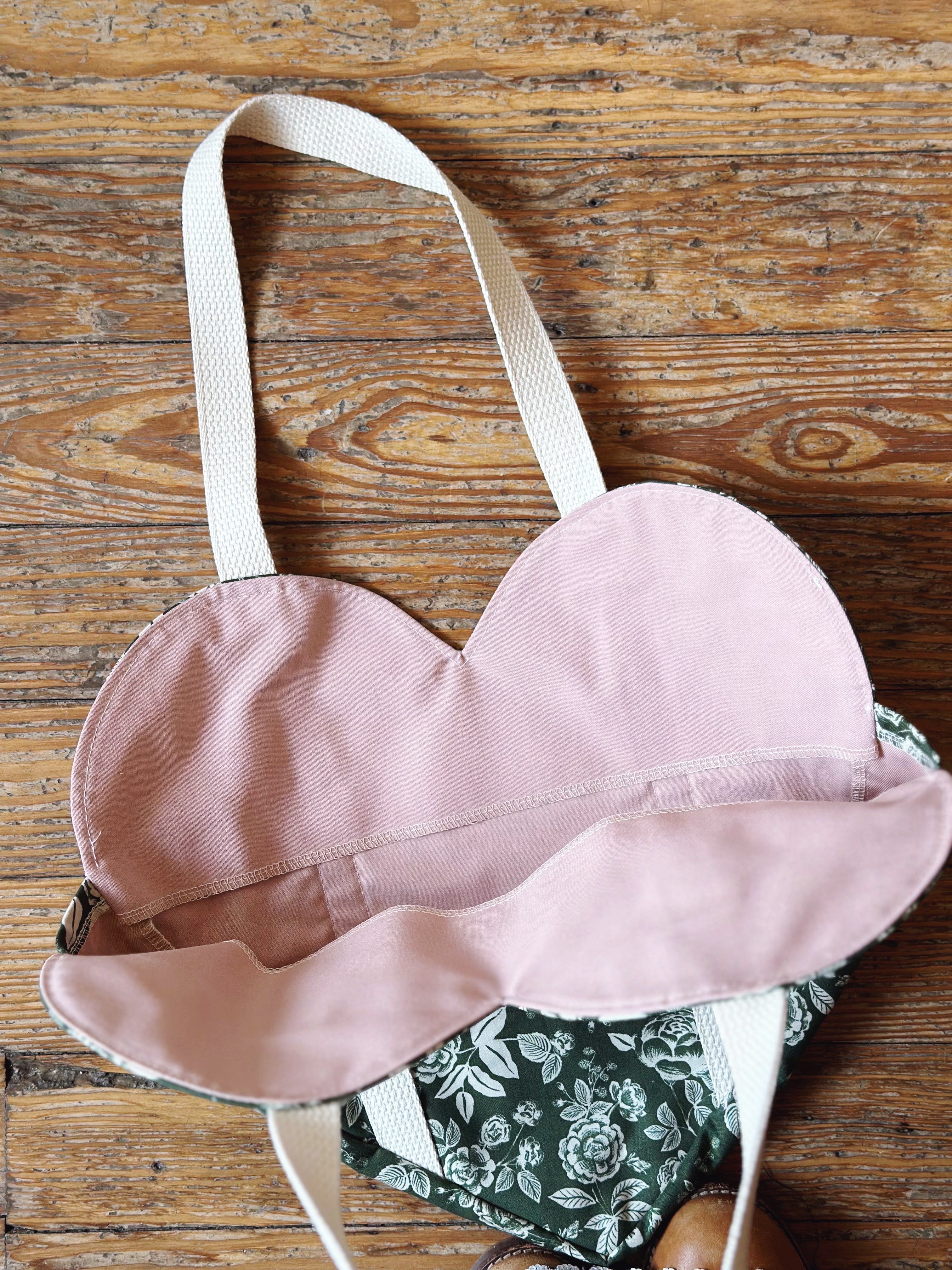 Springfield Mercantile Co. Green Floral Print Heart Tote Bag
