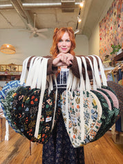 Springfield Mercantile Co. Black Floral Print Heart Tote Bag
