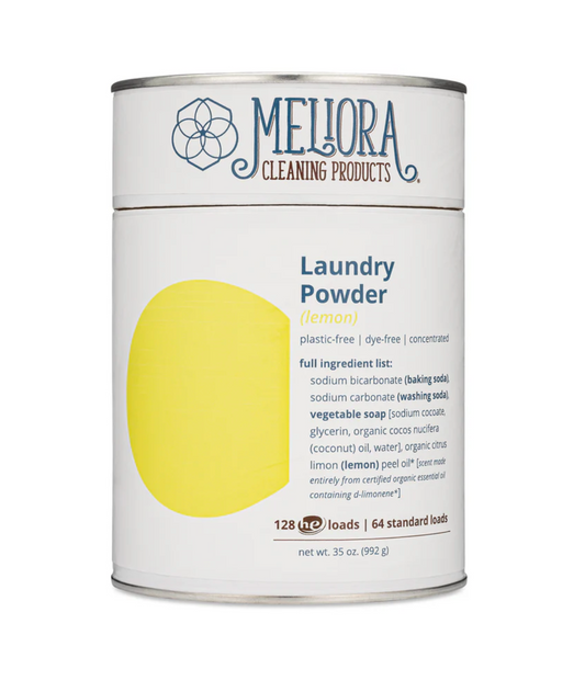 Meliora Lemon Laundry Powder Detergent - 128 HE (64 Standard) Loads - Plastic-Free