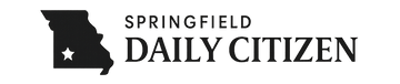 Logo of Springfield Daily Citizen with a black silhouette of Missouri on a white background